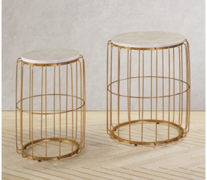 Gold iron wire set of side table